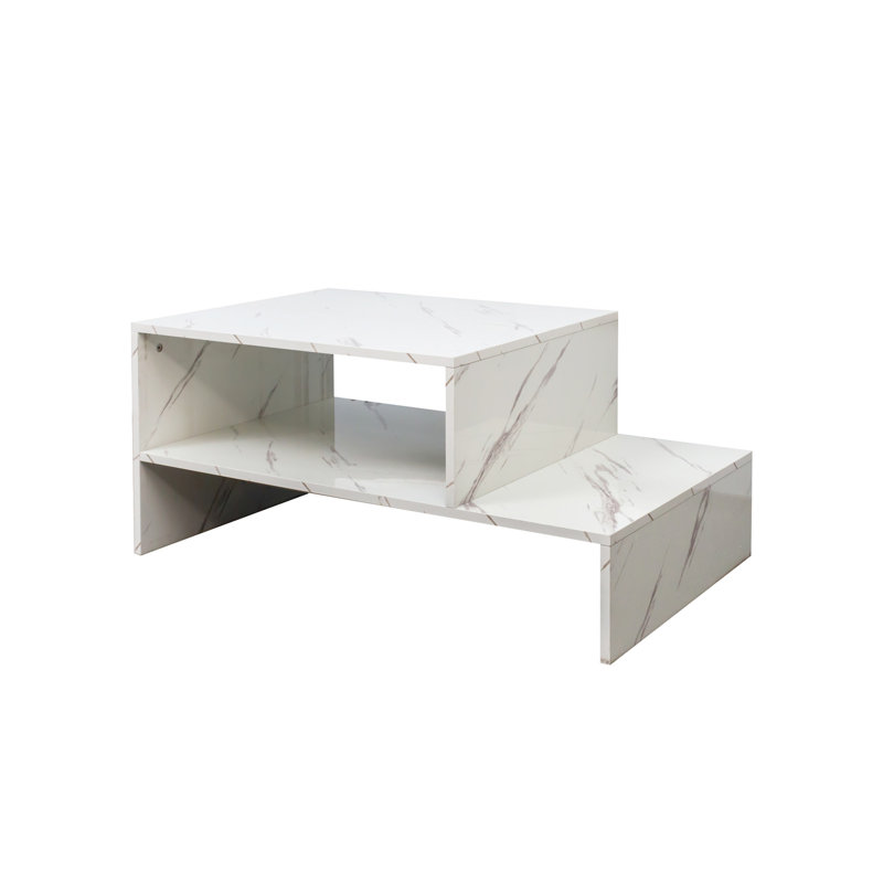 Coffee Table With Unique Architectural Shape,White, White