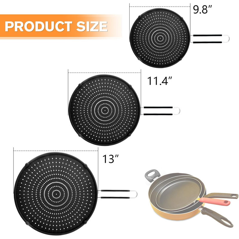 Splatter Screen for Frying Pan,Silicone Grease Splatter Guard, Heat-Resistant Splatter Guards