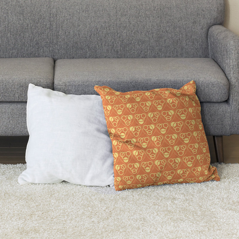 Coussin Classic, 28 po x 28 po, Orange/jaune, Bourre en polyester