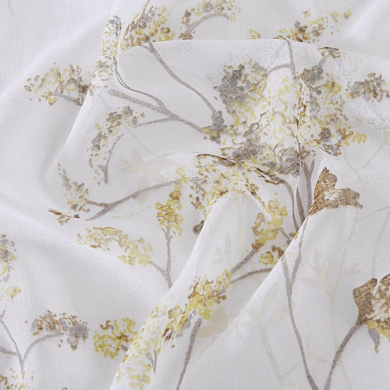 Beautiful Printed Boho Patio Door Floral Curtains For Sliding Glass Door or Extra Large Windows, Gold