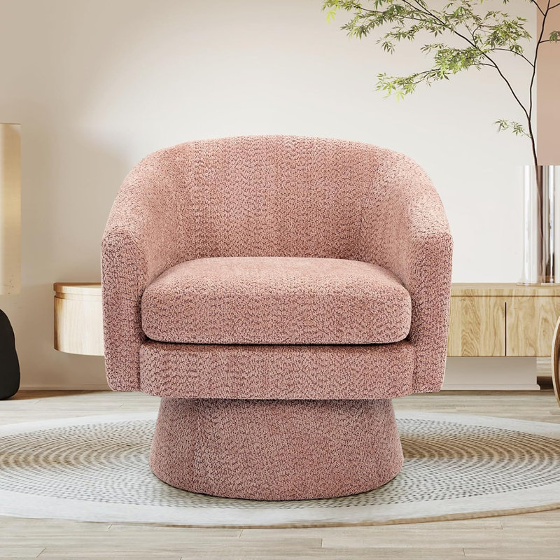 Fauteuil Rond Pivotant En Boucle Avec Base En Métal Rotative à 360°, Confortable Et Confortable Pour Salon, Chambre à Coucher