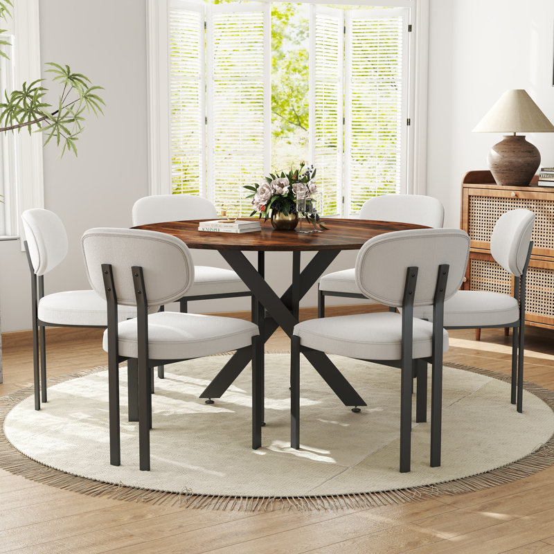 Ensemble de table ronde, Brun, 7, Orange