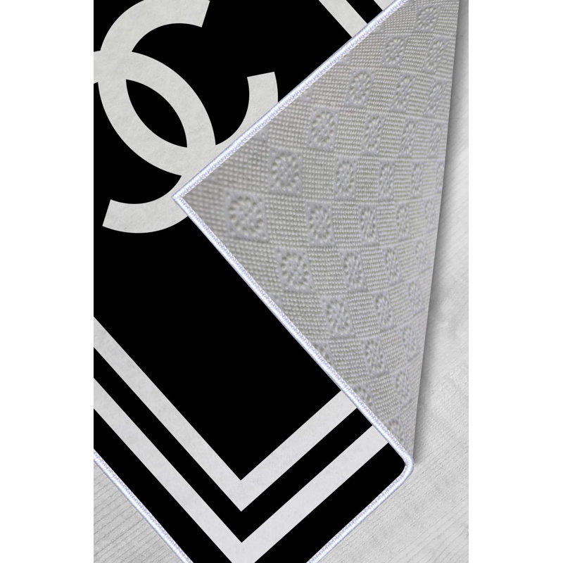 Tapis noir / blanc Buckley, Rectangle 3 pi 3 po x 4 pi 11 po