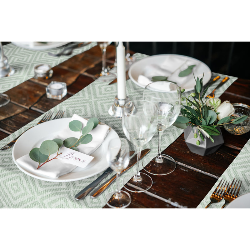 Skylar Dining Linens, Green, 130cm W x 190cm L