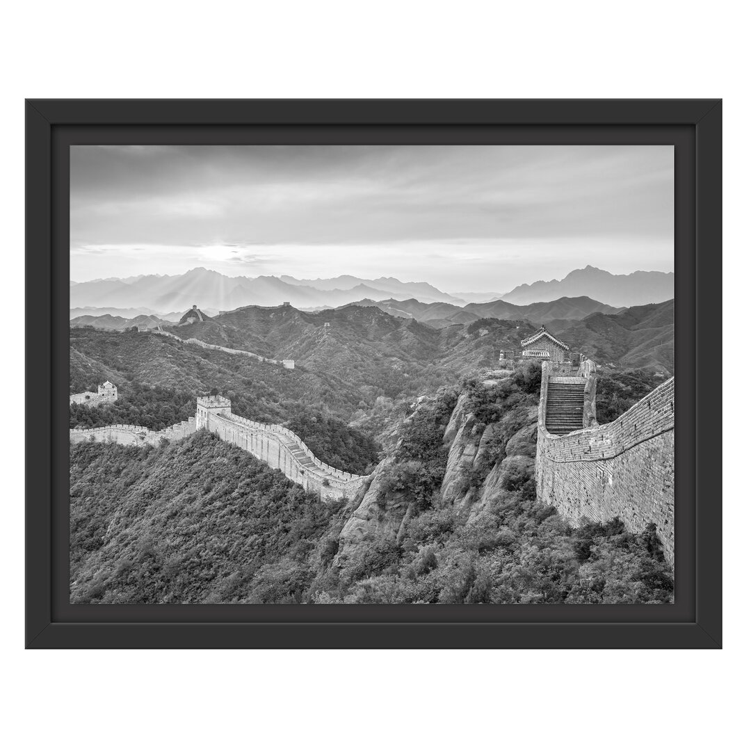 Gerahmtes Wandbild Chinesische Mauer Kunst B&W