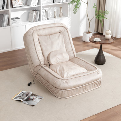 Lit rembourré pour adultes et animaux de compagnie avec 5 coussins de massage réglables, coussin en mousse, coussins en velours à 360 degrés, structure en métal, beige, 71,64 po de longueur x 37,69 po de largeur, 34,76 po de hauteur et massage