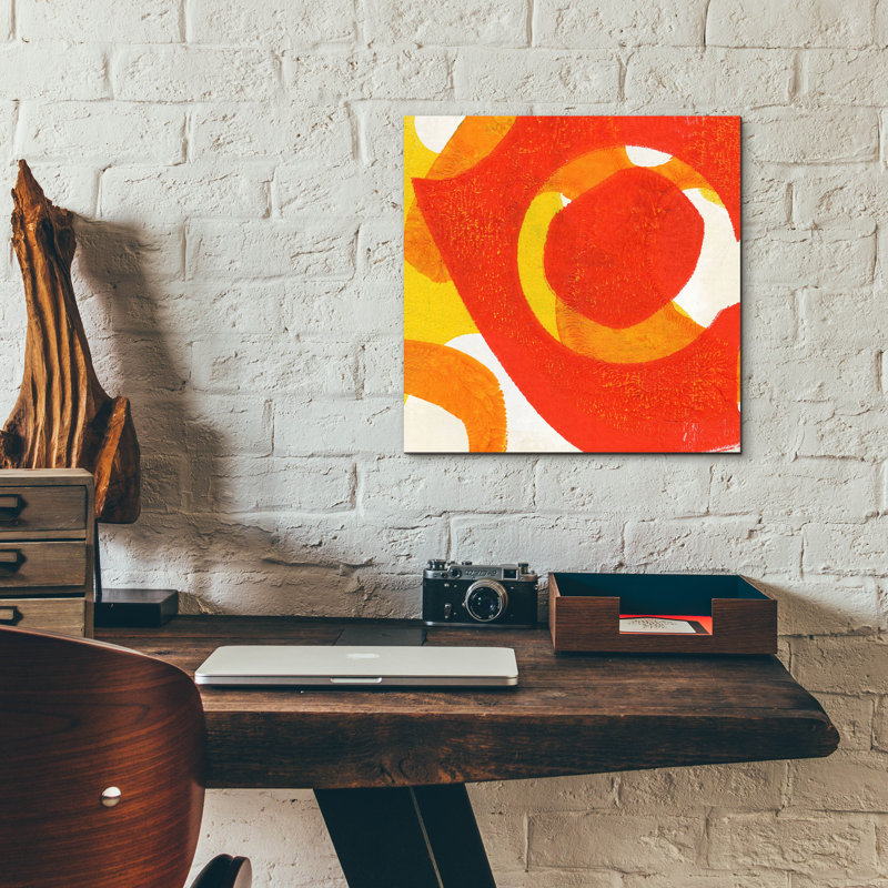  «Orange Starburst 2» par Laura Gibson, art mural en verre acrylique, 12 po x 12 po