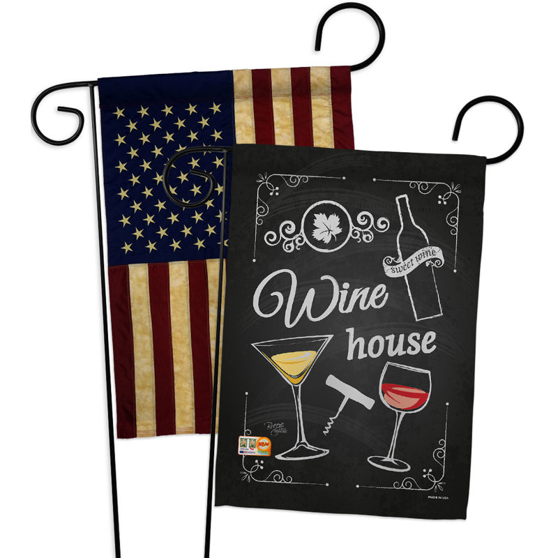 Drapeau de jardin vin en polyester 19 côtés x l 19 po Wine