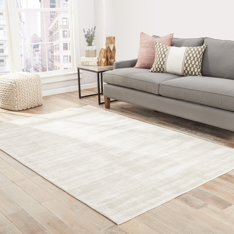 Yasmin Handwoven Solid Ivory Area Rug, Rectangle 6' x 9'