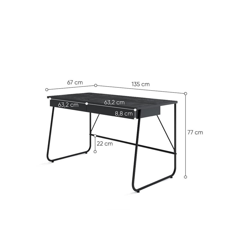 Alainie Metal Base Writing Desk