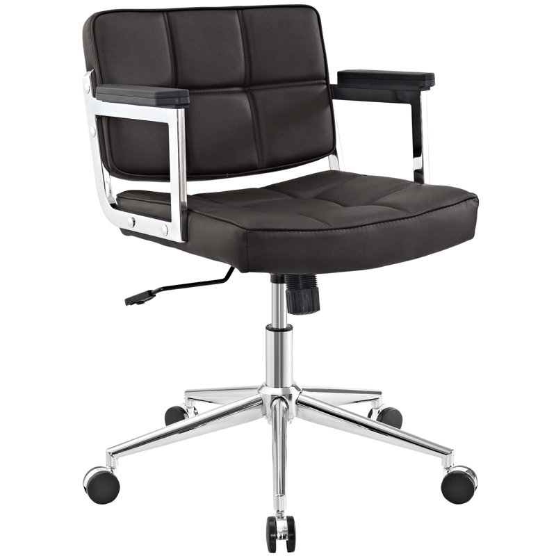 Chaise de bureau rembourrée Portray, Brun