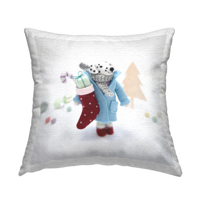 Smiling Dalmatian Christmas Gifts Outdoor Printed Pillow by Lemon & Sugar
