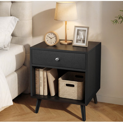 22.6" Tall Nightstand, End Side Tables with Storage Drawer and Shelf for Bedroom