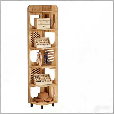 Stylish Vintage Corner Shelf with Five-Tier Design, Ideal for Display and Storage in Any Room