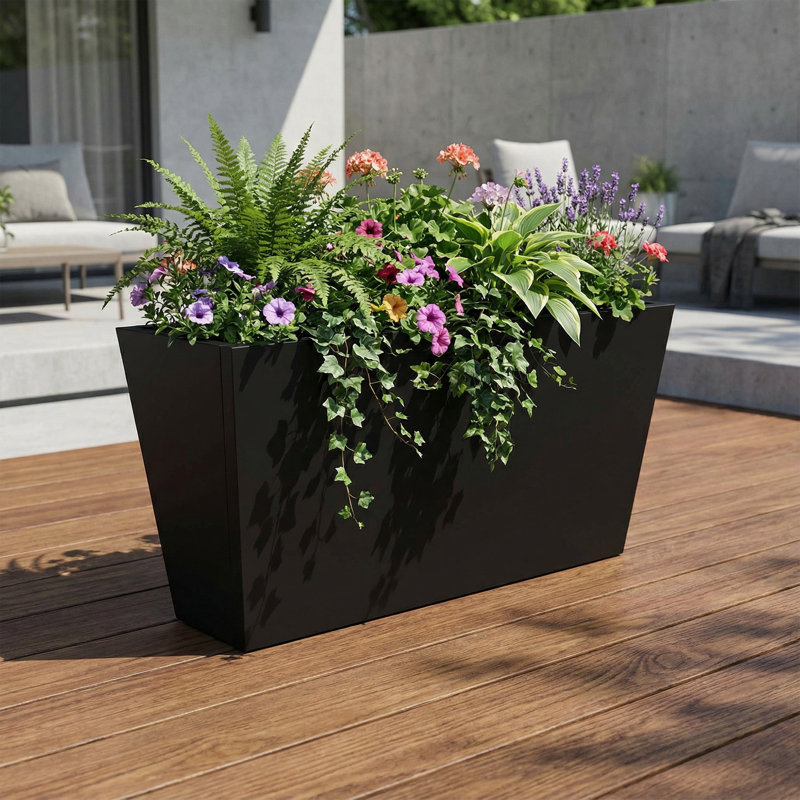 Jardinières en métal pour plantes d'extérieur, H 15 po x l 31 po x P 10 po