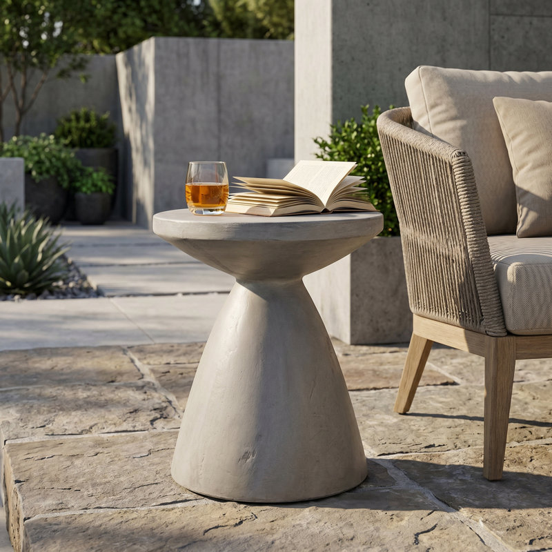 Table d'appoint d'extérieur en béton léger