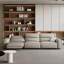 Canapé modulaire gris en cuir véritable