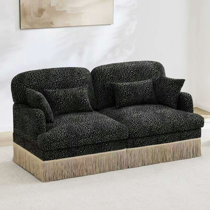 Canapé Comfy Chenille Leopard, Vert/noir