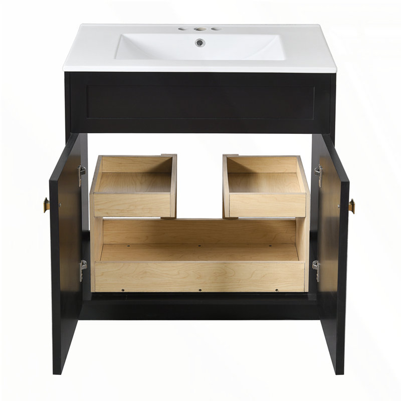 30'' Bathroom Vanity with Ceramic Sink, Black