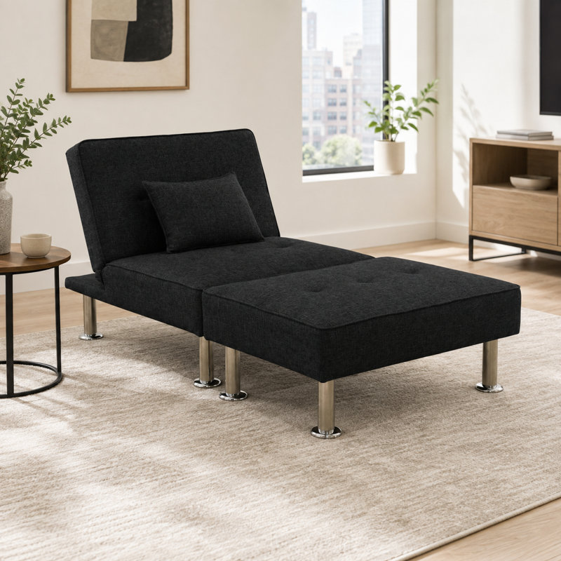 Fauteuil lounge convertible rembourré de 86 cm de large avec repose-pieds et dossier réglable
