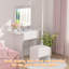 Ensemble de meuble-lavabo pour petites chambres - Petit meuble-lavabo avec tabouret, tiroirs compartimentés et tables d'appoint pliables de 20 cm (gauche et droite)