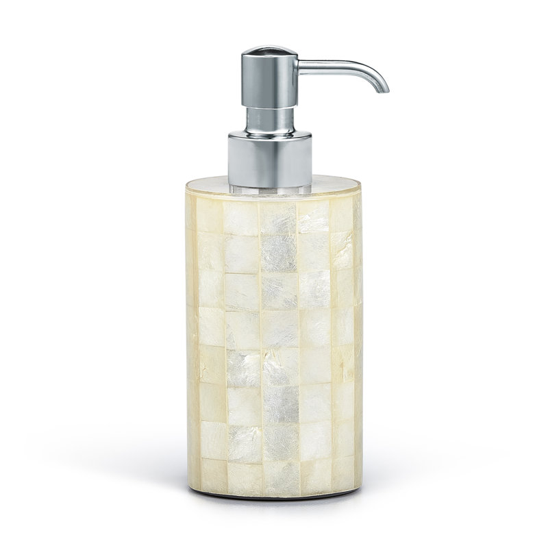 Capiz Bathroom Tray Tumbler Bathroom Accessory, Ivory/Polished Chrome