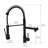 Black Pull Down Kitchen Sink Faucet, Stainless Steel, 360-Degree Rotation, Fingerprint- Steel Faucet With Pull-Down Spray, Black, Single Lever, Surface-1075210355
