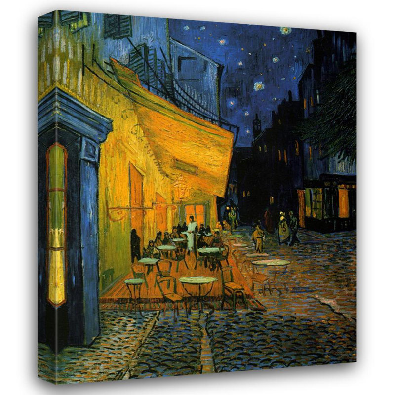 Terrasse de café la nuit, H 24 po x l 19 po