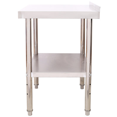 24 X 30 Inch Heavy Duty Metal Work Table With Rust - Material, Backsplash For Restaurant Commercial Stainless Steel 440lbs Load, Adjustable Undershelf, Wire Drawn Surface Easy Cleaning