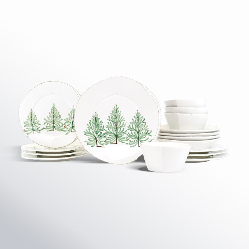 Lastra Holiday Handmade Stoneware Dinnerware - Set of 16