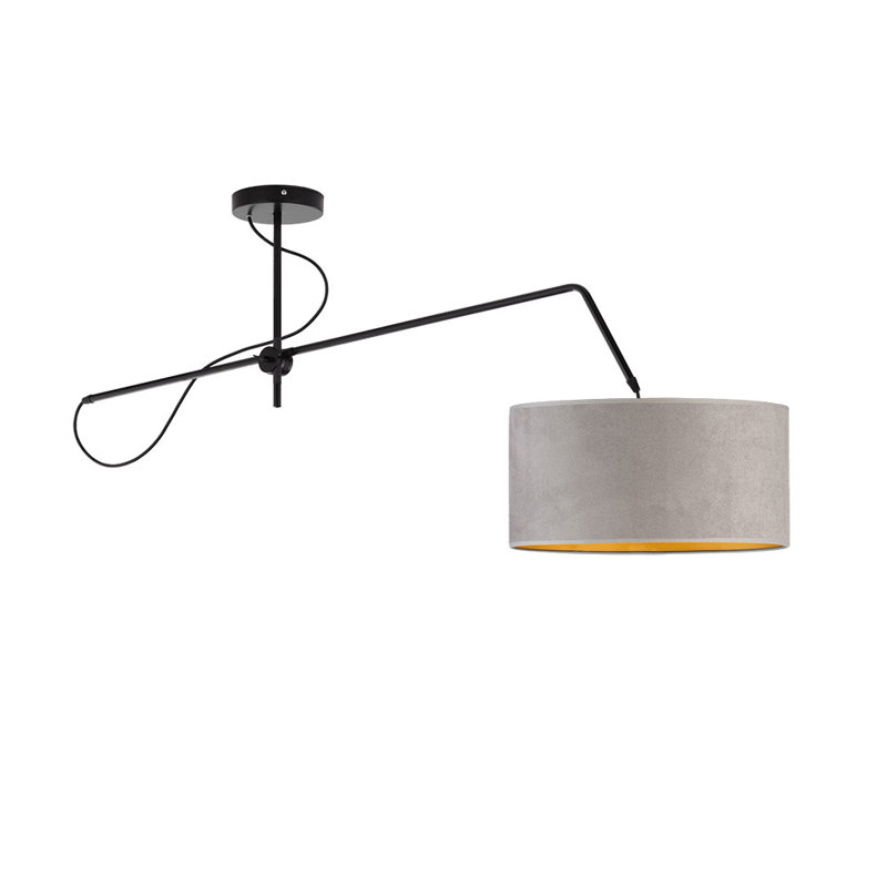 RIO VELUR 1 - Light Drum Pendant, Grey, Black