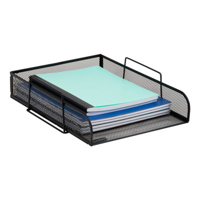  Bac à papier empilable, organisateur de bureau, rangement pour dossiers, bureau, filet métallique, L 10,5 po x l 13,5 po x H 11,25 po, 4 pièces, argent