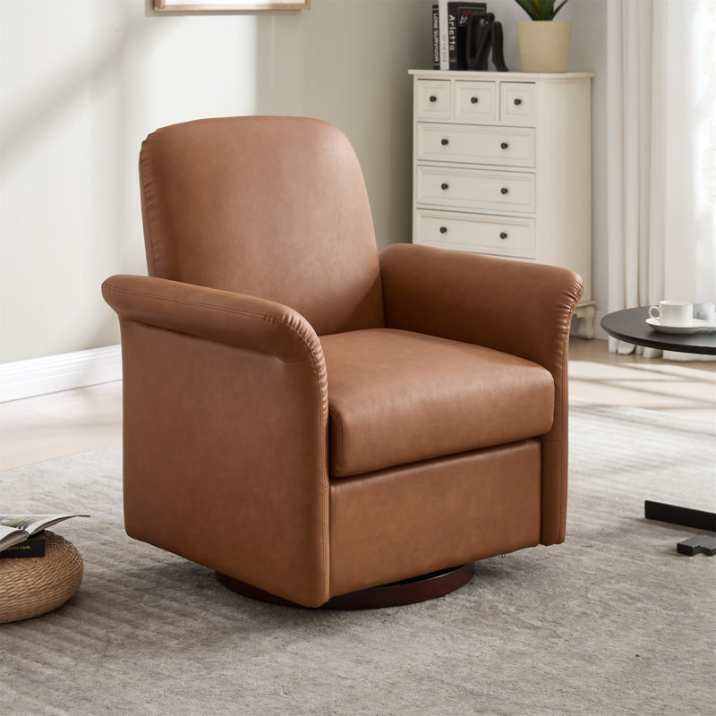 Fauteuil pivotant moderne en rotin à 360 ° avec base en bois massif