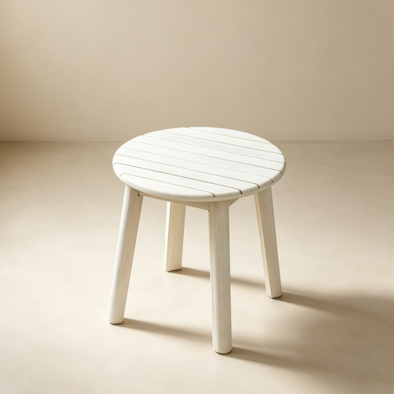 Round Solid Wood Outdoor Side Table , 17.8'' in. W 17.8'' in. D, 17.8" H x 17.8" W x 17.8" D