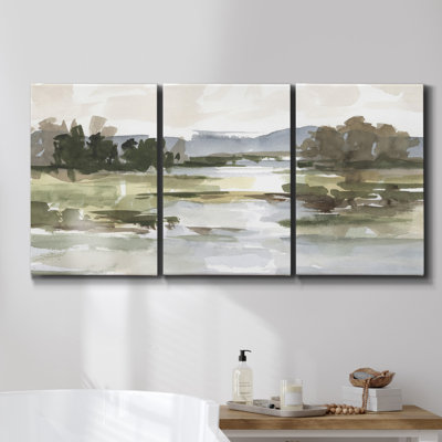 Green Ribbon Coast I - 3 pièces sur toile tendue