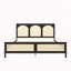 Size Wood Platform Bed with Rattan Headboard-269635297-269635355