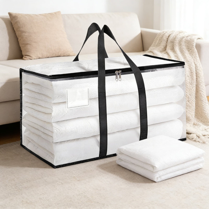 Heavy Duty Clear Moving Bags With Double Zippers, 8-Pack Extra Large 125L Storage Bags For Moving, Organization, And Travel