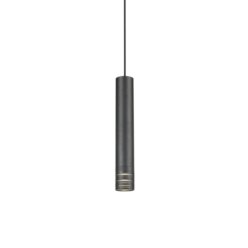 Milca 1 - Light Single Pendant, Black, 14.625" H x 2.375" W x 2.375" D