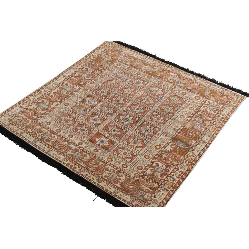 Rug & Kilim’S Tribal Rug In Beige-Brown All Over Geometric Pattern, Rectangle 5' x 7'