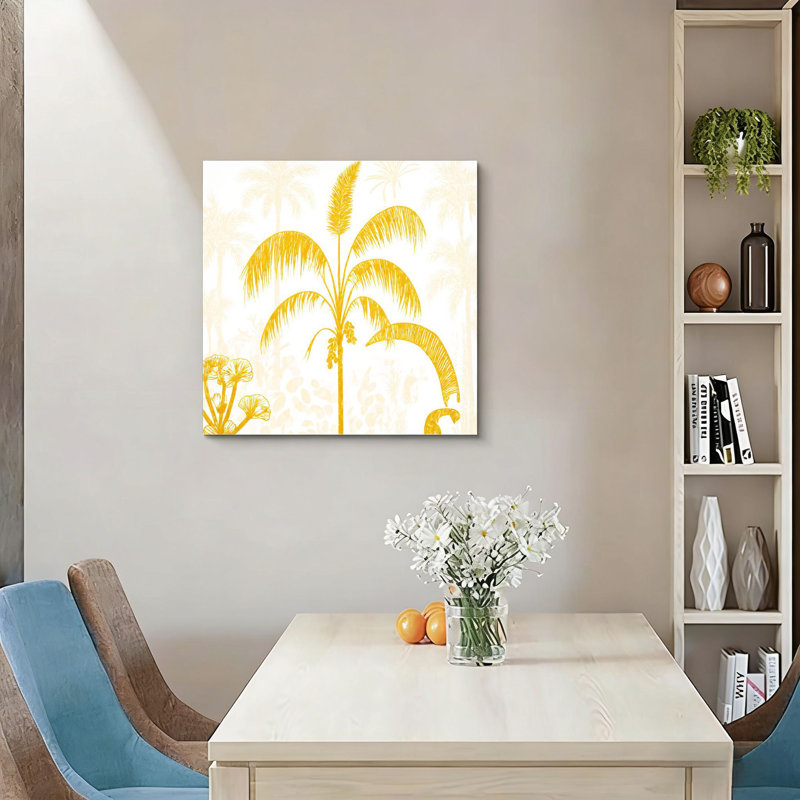 Silhouette de palmier doré, sans cadre, toile murale, 16 x 16