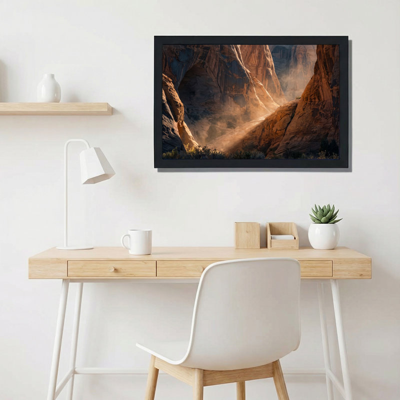 «Orange Sandstone Canyon Formation», art mural sur toile Misty Light, 12"H x 18"W