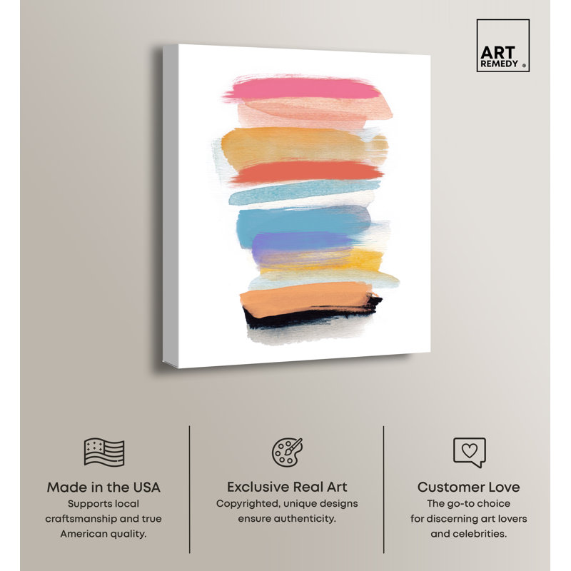Colorful Abstract Brushstrokes Canvas Art in Pastel Shades