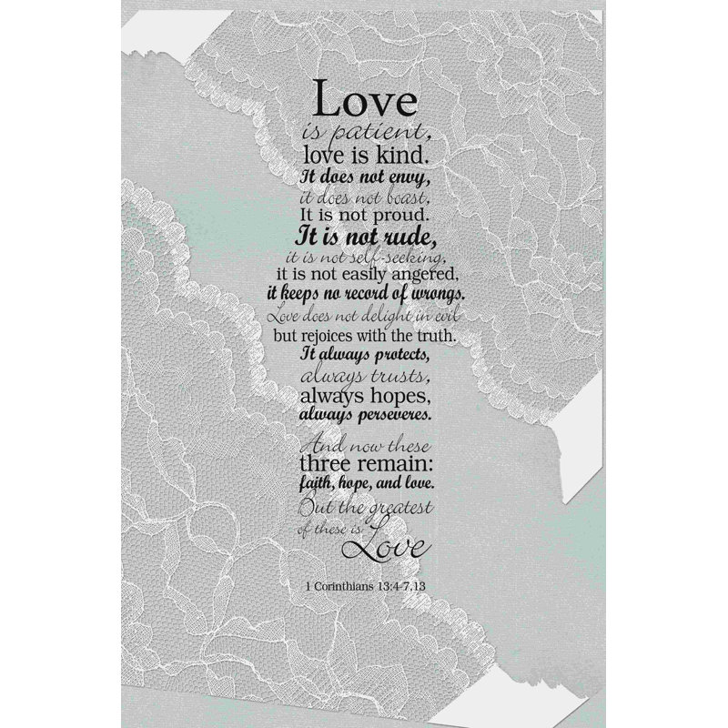 " Lacy Love Is Patient ", 18" H x 12" W