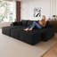 Canapé modulaire 95 po avec 2 repose-pieds Cloud, coussins rembourrés minimalistes modernes, canapé en U confortable pour le salon, canapé d'angle à assise profonde, aucun assemblage requis, noir (tissu en velours côtelé moelleux)