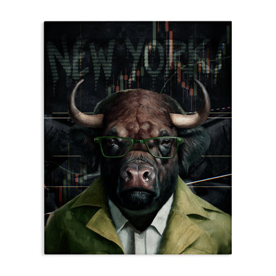 «Stupell Industries Stylish Bull New York», art mural sur toile par Svetlana Aleynikova