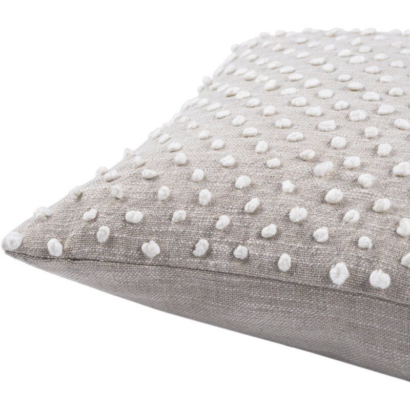 Oatmeal and Cream Polka Dot Cotton Linen Throw Pillow