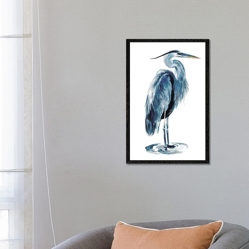 Blue Heron I by Jennifer Paxton Parker - Floater Frame Gallery-Wrapped Canvas Giclée on Canvas, Black Framed