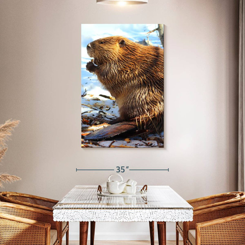 Brampt Beaver In Winter, 48" H x 32" W
