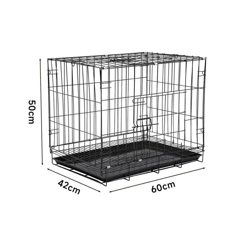 Warsaw Plastic Tray Iron Pet Cage with 2 Doors, Medium (50cm H x 60cm W x 42cm D)