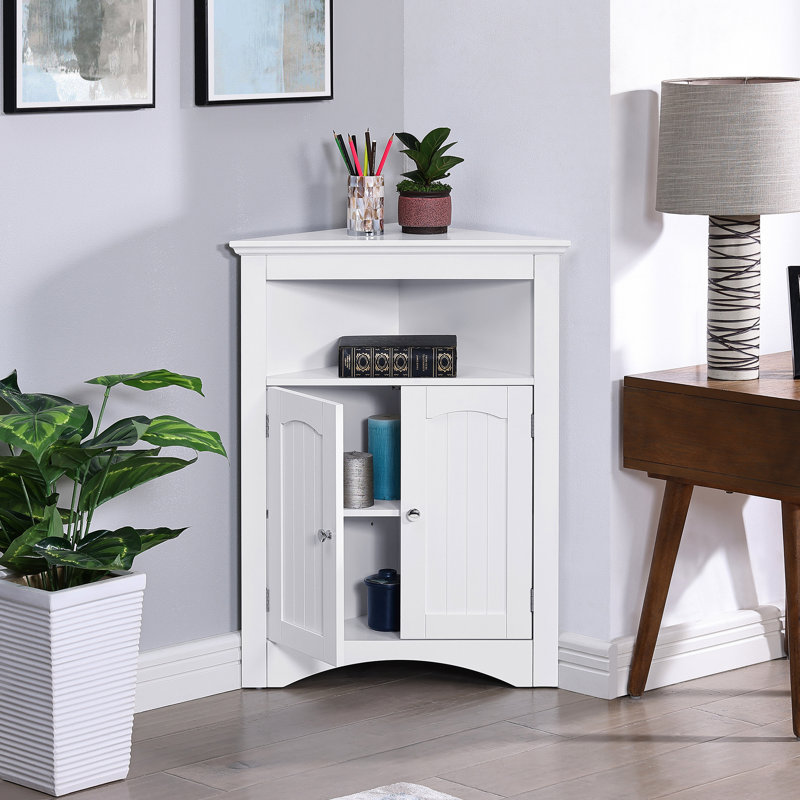 Armoire de rangement blanche, pour salon ou salle de bain, 31 cm de large, 82 cm de hauteur, emballée en 3 pièces, hauteur du coin, finition imperméable.